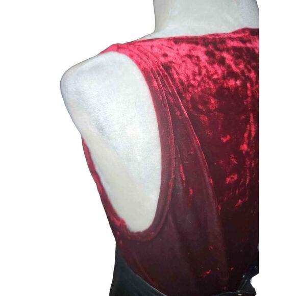 Red Crushed Velvet Sleeveless Tank Top Vintage 90s Vday - Picture 4 of 7